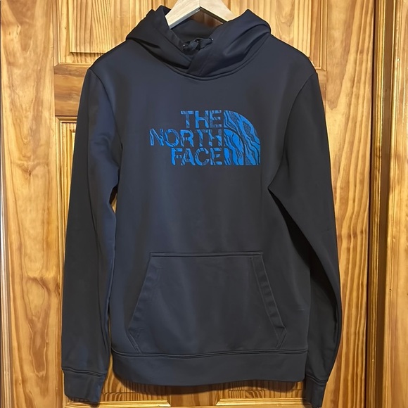 The North Face Men's Dark Gray Hoodie with Blue Logo - Picture 1 of 7